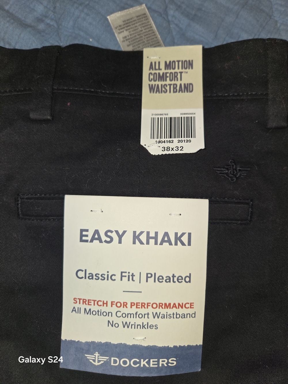 Dockers Easy Khaki Classic Fit Pleated Pants Black Mens 38x32 New